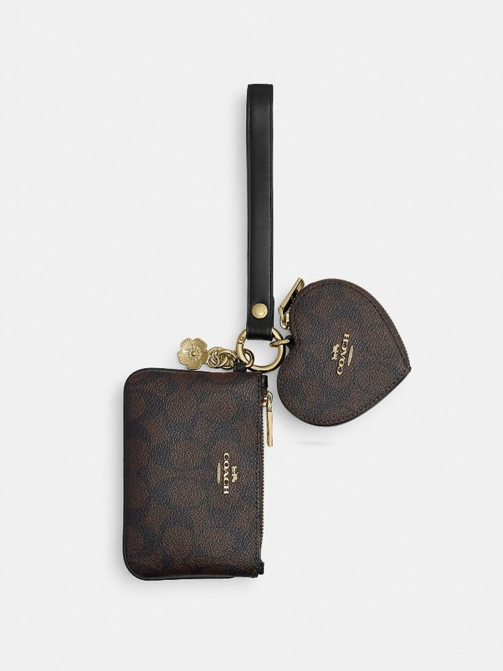 Coach Outlet Wristlet And Heart Pouch In Signature Canvas With Charm